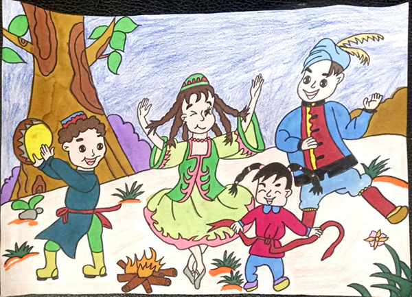 湘东区腊市镇凤凰小学三年级开展"我心中美丽的新疆"绘画比赛