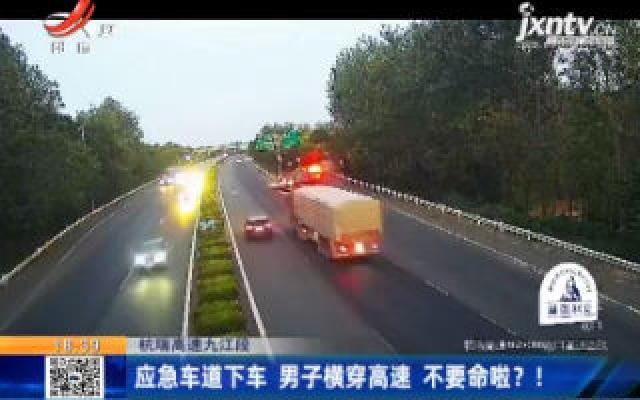 杭瑞高速九江段：应急车道下车 男子横穿高速 不要命啦？！
